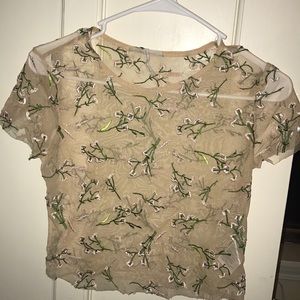 Mesh embroidered top